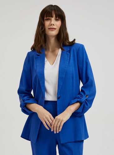 Жакет з додаванням льону L-MR-4313 L.NAVY