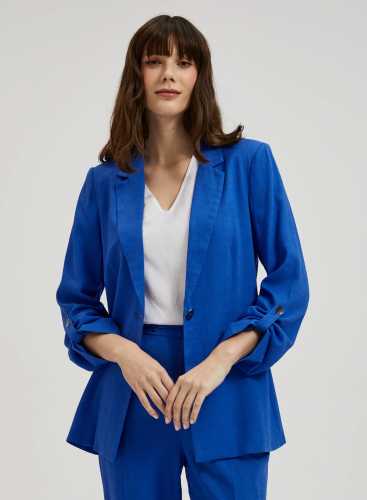 Жакет з додаванням льону L-MR-4313 L.NAVY