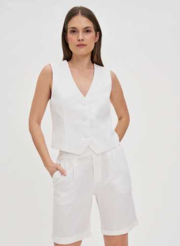 Шорти з додаванням льону L-SH-4619 WHITE