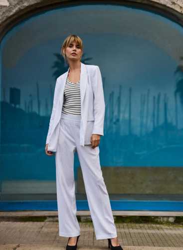 Штани з додаванням льону L-SP-4638 WHITE