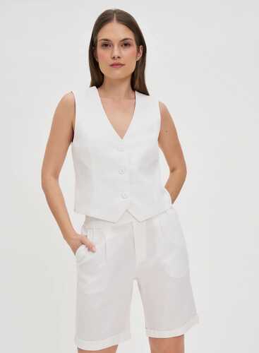 Шорти з додаванням льону L-SH-4619 WHITE