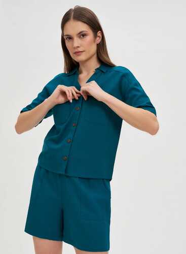 Шорти з додаванням льону L-SH-4614 D.GREEN