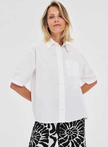 Блузка з додаванням льону L-KO-4647 WHITE